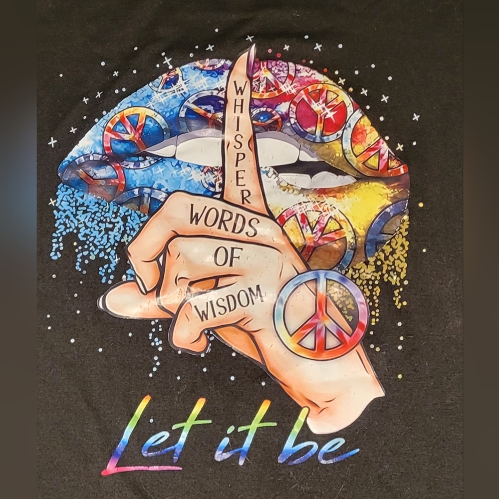 Graphic Tee with Peace Sign and Colorful Design